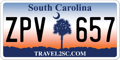 SC license plate ZPV657