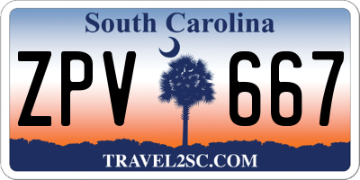 SC license plate ZPV667