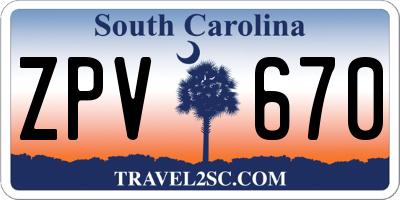 SC license plate ZPV670