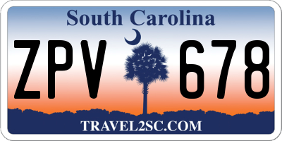 SC license plate ZPV678