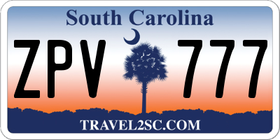 SC license plate ZPV777