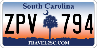 SC license plate ZPV794