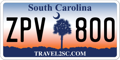 SC license plate ZPV800