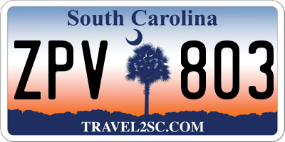 SC license plate ZPV803