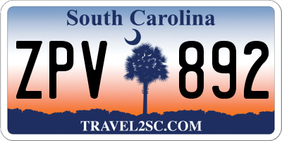 SC license plate ZPV892