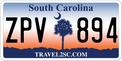 SC license plate ZPV894