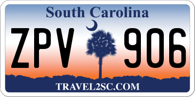 SC license plate ZPV906