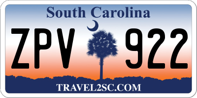 SC license plate ZPV922