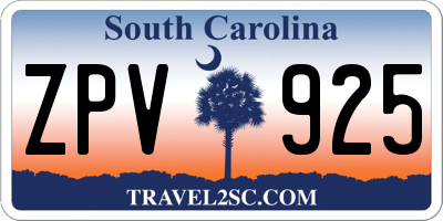 SC license plate ZPV925