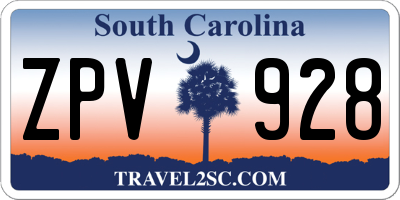 SC license plate ZPV928