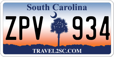 SC license plate ZPV934