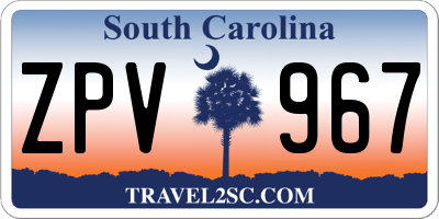 SC license plate ZPV967