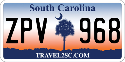 SC license plate ZPV968