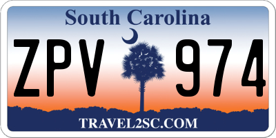 SC license plate ZPV974