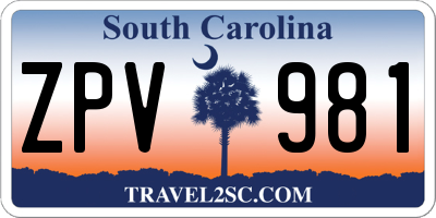 SC license plate ZPV981