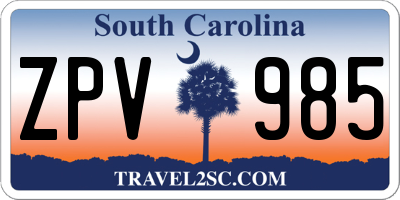 SC license plate ZPV985