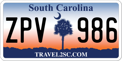 SC license plate ZPV986