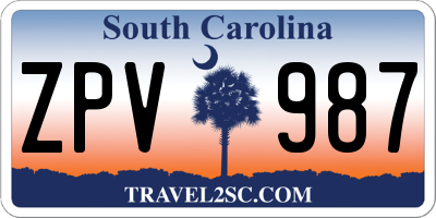 SC license plate ZPV987