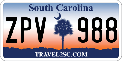 SC license plate ZPV988