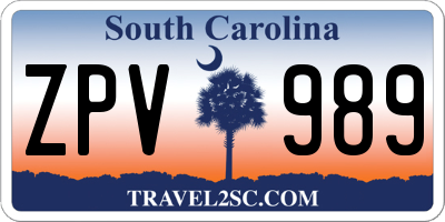 SC license plate ZPV989