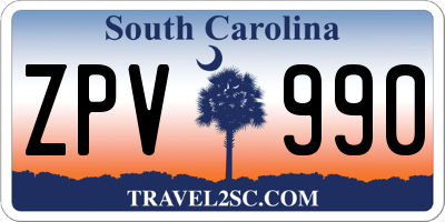 SC license plate ZPV990