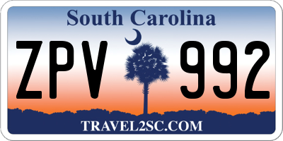 SC license plate ZPV992