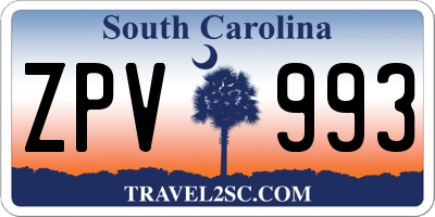 SC license plate ZPV993