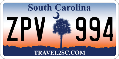 SC license plate ZPV994