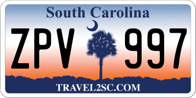 SC license plate ZPV997