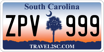 SC license plate ZPV999