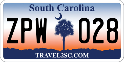 SC license plate ZPW028