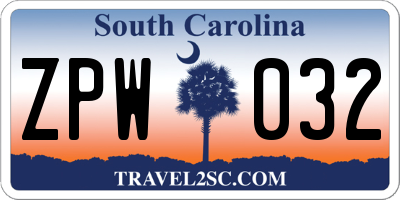 SC license plate ZPW032