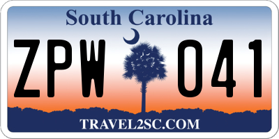 SC license plate ZPW041