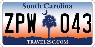 SC license plate ZPW043