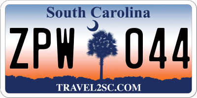 SC license plate ZPW044