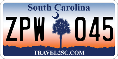 SC license plate ZPW045