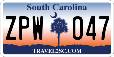SC license plate ZPW047
