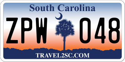 SC license plate ZPW048