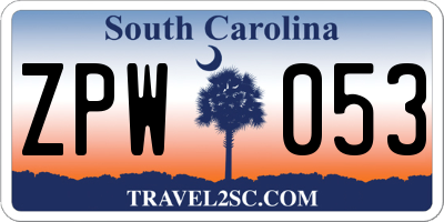 SC license plate ZPW053