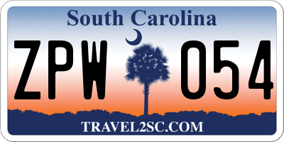 SC license plate ZPW054