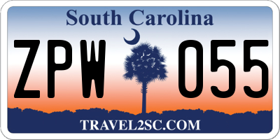 SC license plate ZPW055