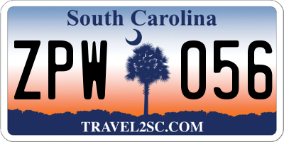SC license plate ZPW056