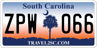 SC license plate ZPW066