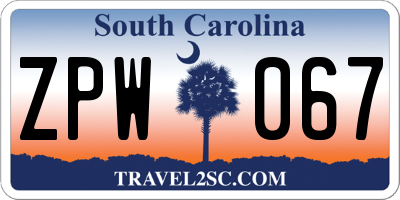 SC license plate ZPW067