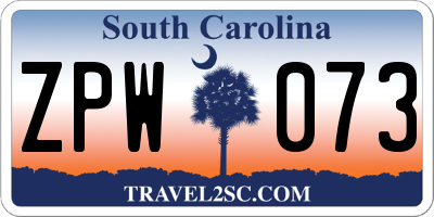 SC license plate ZPW073