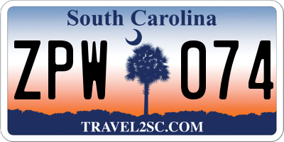 SC license plate ZPW074