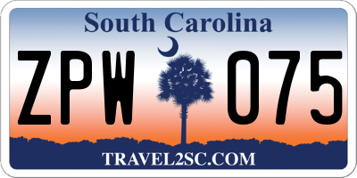 SC license plate ZPW075