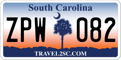 SC license plate ZPW082