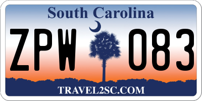 SC license plate ZPW083