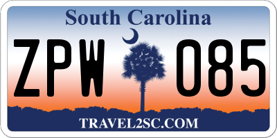 SC license plate ZPW085